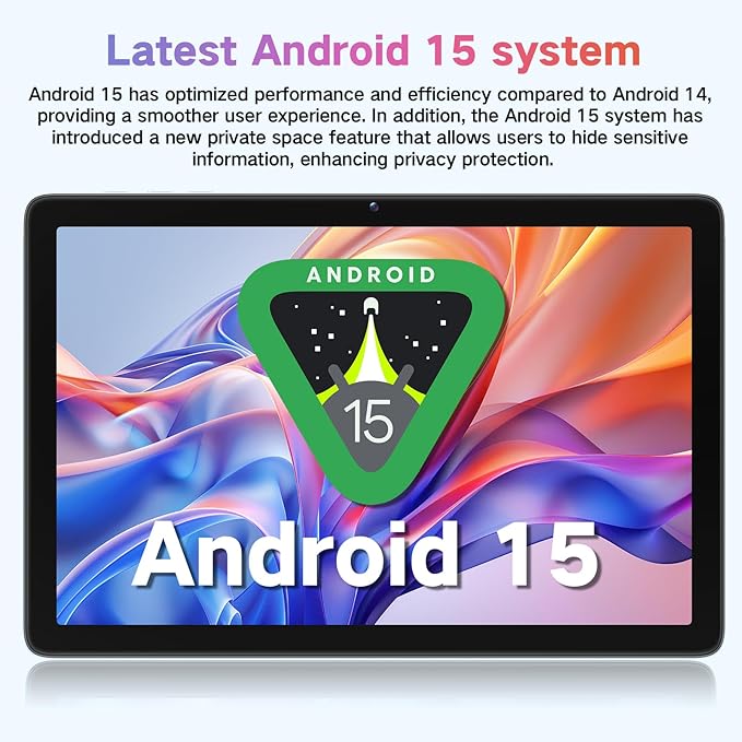 Android Tablet 10 Inch, Android 15 Tablets 2025 for Adults, Octa-Core, 12GB RAM,128GB Storage(2TB Expandable), Large Touch Screen Tablet with 10H Battery Life,WiFi & Bluetooth 5.0,Blue