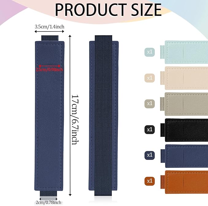 6 Pcs Adjustable Pen Holder Elastic Band Pencil Pouch Colorful PU Leather Pen Sleeve Journal Pencil Holder for Planners Notebook Binders and Books