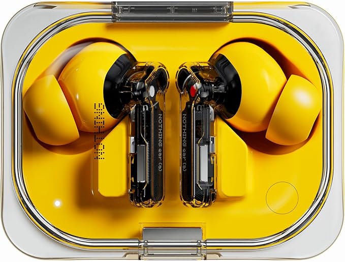Nothing Ear (a) Wireless Earbuds, 45dB Hybrid Noise Cancelling Earbuds, Hi-Res Audio, Advanced Equaliser, Dual Connect, 6 Mics, 42.5H Playtime Ear Buds Wireless Bluetooth, Yellow