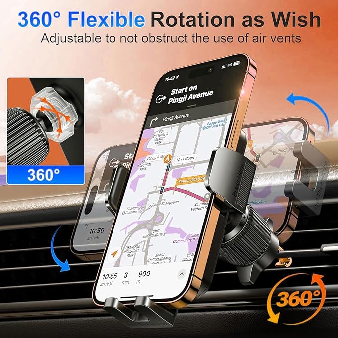 Qifutan Cell Phone Holder [Never Fall Upgrade Clip] Phone Holder Car Automobile Air Vent Hands Free for Car Fit Car Phone Holder Mount for All for iPhone Android Smartphone