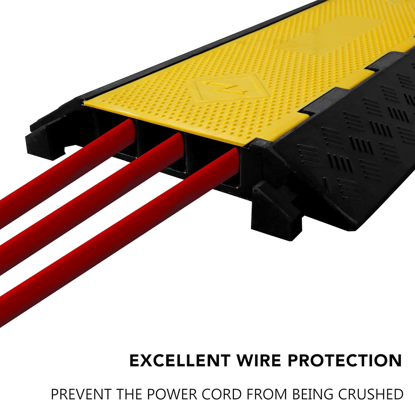 Rubber Cable Ramp 3 Channel Drive Over Hose Cable Protector Outdoor 22000Lbs Load Capacity Wires Power Lines Extension Cord Cover Traffic Speed Bump 1 Pack