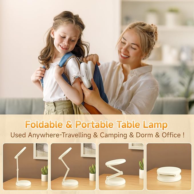 COOLNIGHT Cordless Table Lamp,10 Brightness Battery Operated Table Lamp,3600 mAh Rechargeable Table Lamp,Portable Lamp Foldable Table Lamp Small Table Lamp,Battery Operated Table Lamp Wireless Lights