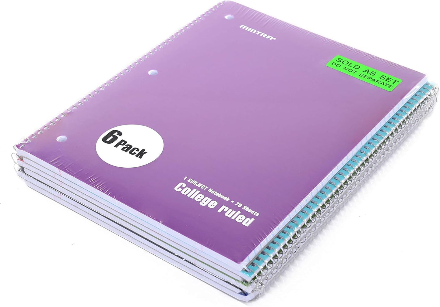 Mintra Office Spiral Notebooks (Solid - College Ruled, 24pk (4-6pks))