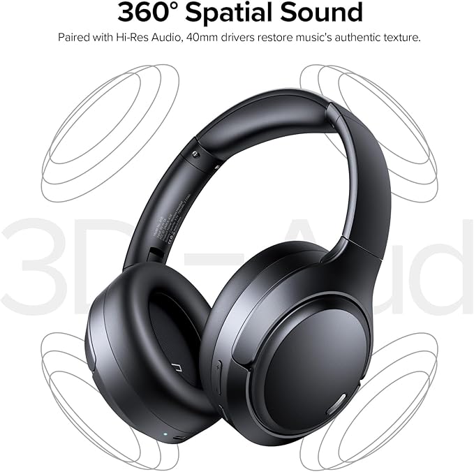 TAGRY Hybrid Active Noise Cancelling Headphones 120Hrs Playtime ENC Clear Call Bluetooth Headphone Over Ear Wireless Headphones Hi-Res Audio ANC Headset with Low Latency Mode for Game Travel Home PC
