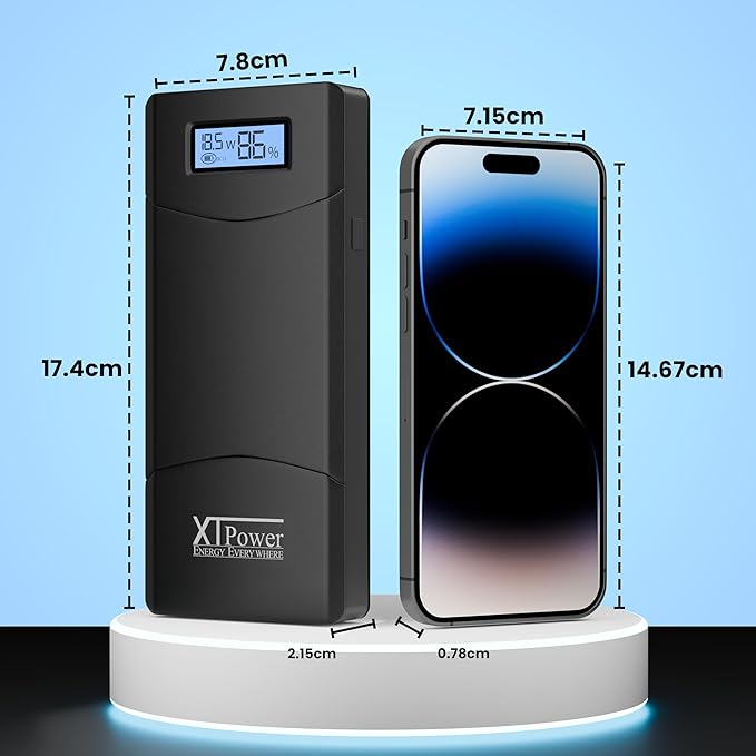 20000QC3-AO-PA Power Bank – Modern 20100mAh DC/USB Portable Charger with Quick Charge 3.0, 5V USB incl.12-24V DC Output for Laptops, Tablets, Samsung, iPhone – Fast Charging, Airline Approved