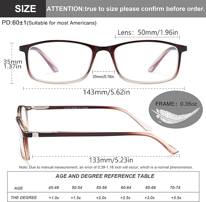 Professional Reading Glasses for Men/Women, Blue Light Blocking Computer Readers with Spring Hinges for Glare and UV Protection