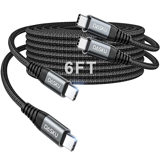 100W USB C to USB C Cable [2 Pack 6FT], Type C Fast Charging Cable for iPhone 17 Air/iPhone 17/iPhone 17 Pro/iPhone 17 Pro Max, iPhone 16/15 Series, Samsung Galaxy S/Note Series, MacBook, iPad