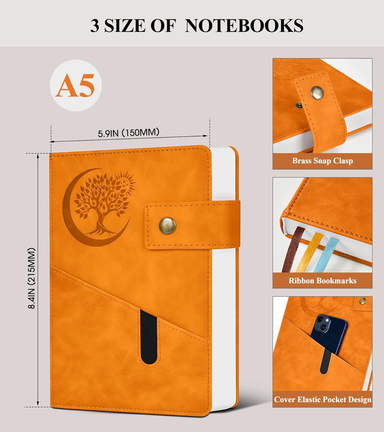 365 Page Thick Lined Journal Notebook for Men Women, A5 Leather Journals for Writing, Hardcover Notebooks for Work, School, Note Taking,Travel, Business,Personal Diary, College Ruled 5.9" x 8.4"