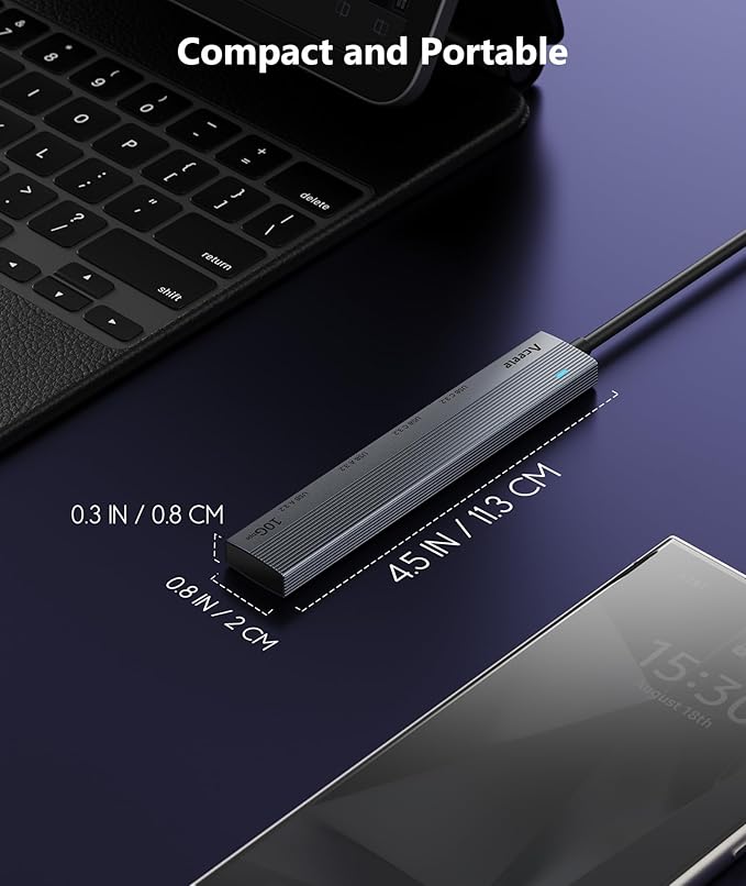 Aceele USB C Hub 10Gbps, 4 Ports USB 3.2 HUB with 2 USB-C 3.2 and 2 USB-A 3.2 Ports, 3.3ft USB Port Extender Splitter, USB C to USB A Hub Multiport Adapter for Laptop, MacBook Pro Air, iPad, iMac