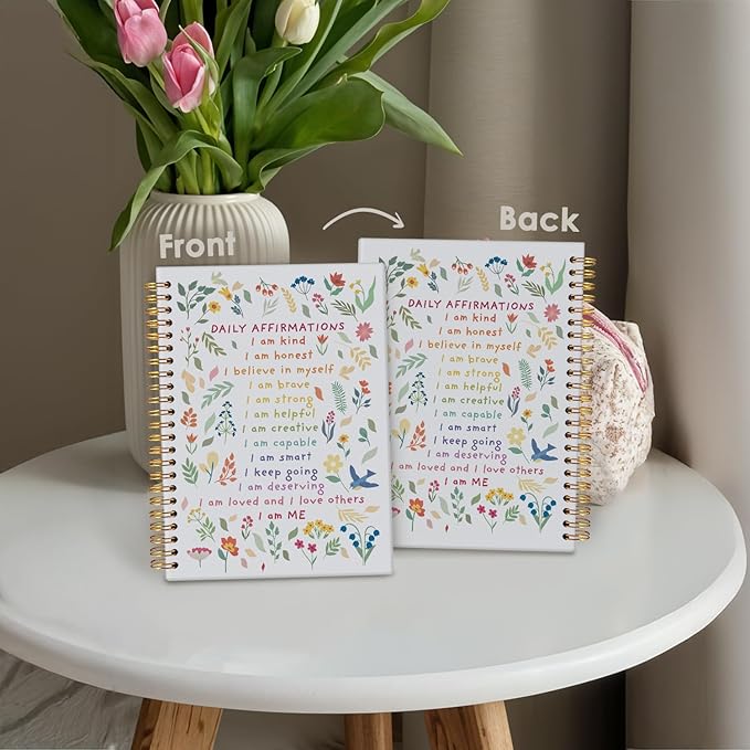 Wheatwin Positive Affirmations Gifts, Daily Affirmations for Women, Inspirational Gifts for Women Girls Teen, Motivational Floral Wildflower Notebook Journal, 5.5x8.3