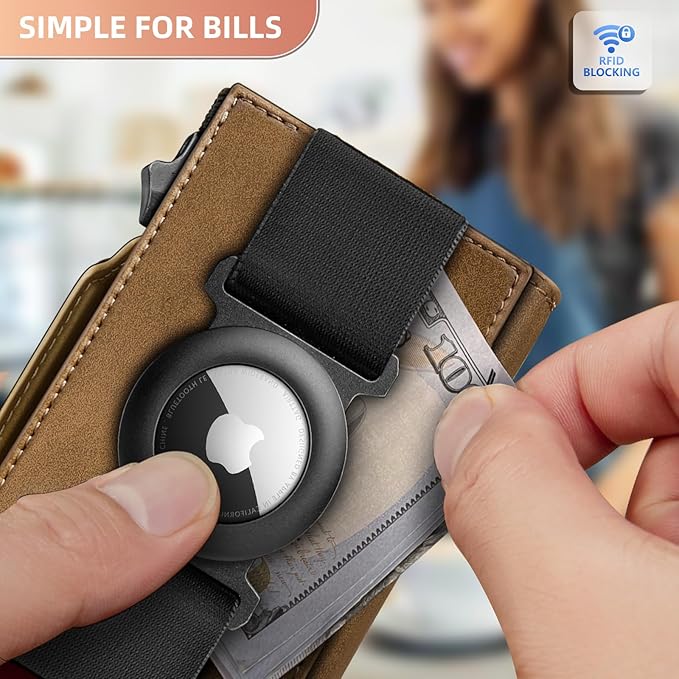 BULLIANT Men Airtag Wallet,Slim Front Pocket Wallet Money Clip for Men Gift 3.8"x2.7",Pop-up Access