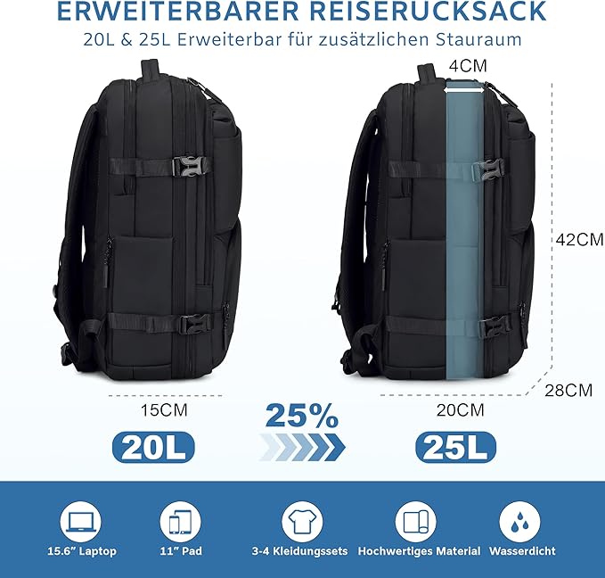 Carry On Travel Backpack, 35L-40L Expandable Extra Large Airline Approved,Lightweight Daypack for Men and Women