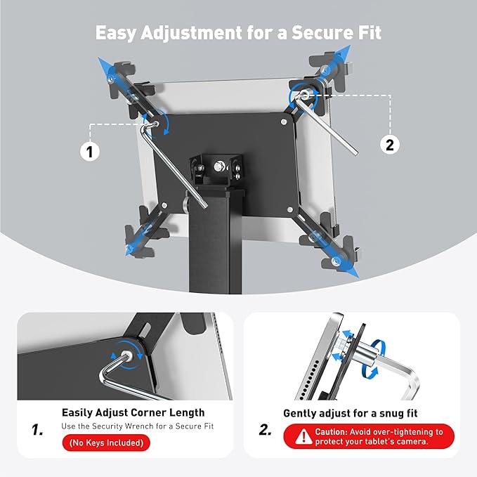 AboveTEK iPad Clamp Mount Desk, Adjustable Tablet Holder Clamp with 360° Rotation & 180° Tilt, Fits 9.7"-13" Tablets, Anti-Theft iPad Desk Stand, Heavy-Duty Aluminum Tablet Stand, Perfect for Work