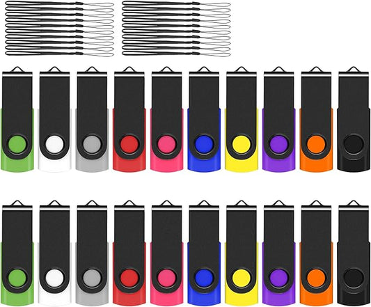 EASTBULL USB Flash Drive Bulk 16GB 20 Pack with Lanyards USB 2.0 Thumb Drive Bulk Memory Stick USB Mass Storage