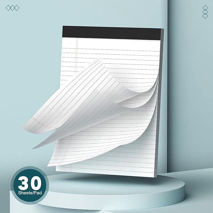 3 Pack Legal Pads 8.5 x 11 inch Notepad, 30 Sheets per Note Pads Wide Ruled Legal Pads, Pads of Paper Writing Pad - Ideal for Office, School or Home Use