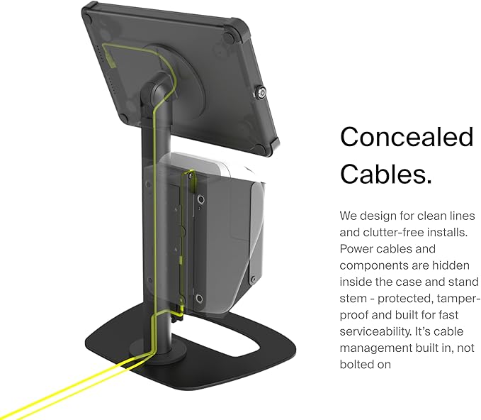 SPROCKET X Print Mini Desktop Tablet Stand with Brother QL Label Printer Integration - Professional iPad Stand for Desk That Reimagines Visitor Management and Check-in - Compatible with iPad 10.2