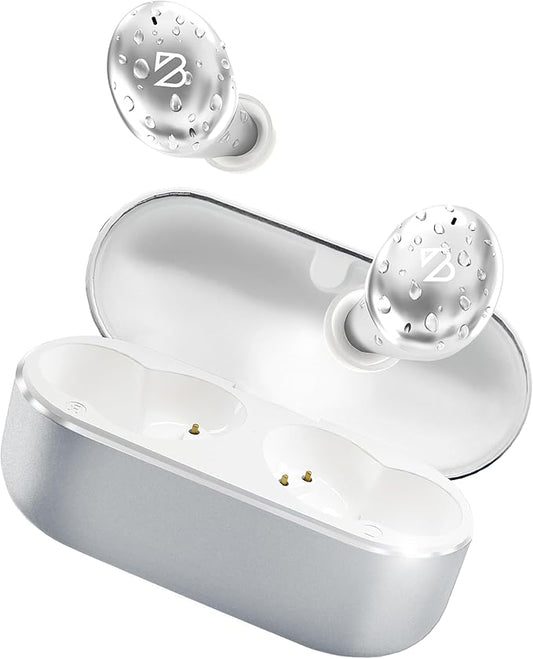 Back Bay Audio Tempo 30 Wireless Earbuds for Small Ears - Award-Winning Sound, Sweatproof Bluetooth Earbuds, Comfortable Ear Buds for Women, Silver Earphones Small Ear Canals, Long Battery Headphones