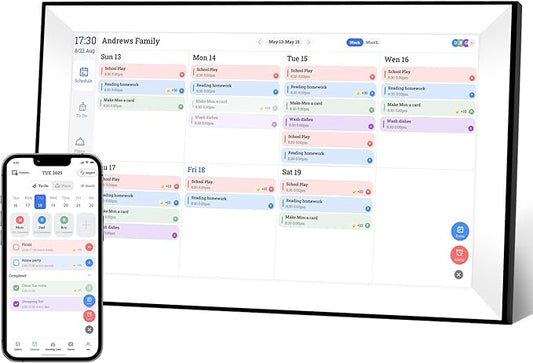 15.6 Inch Digital Calendar Chore Chart, Digital Picture frame,Smart Touchscreen Wall & Desk Electronic Calendar Family Planner for Seamless Scheduling/Organizing,Gift