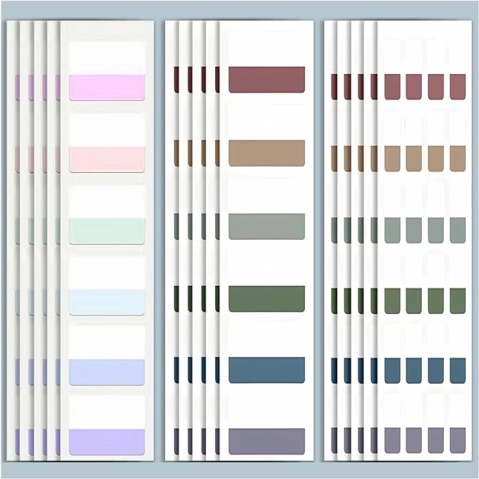 ELII 480 Pcs Morandi Tabs 2 Inch Sticky Index Tabs,Book Tabs Writable and Repositionable File Tabs Flags, Colored Page Markers 12 Colors