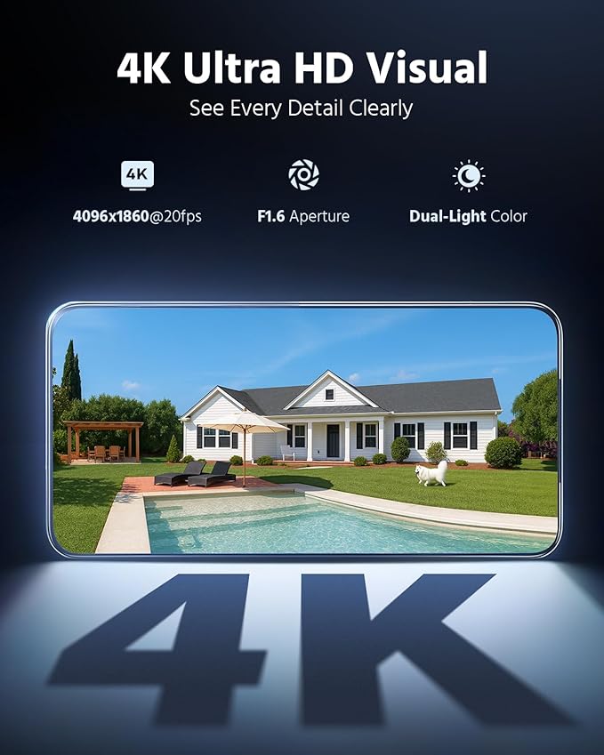 ANNKE FCD800 4K 8MP Dual Lens PoE Security Camera, 180°Panoramic View, Smart Dual Light Color Night Vision, Two-Way Audio, Light&Sound Alarm, AI Human/Vehicle Motion Detection, IP67 Weatherproof