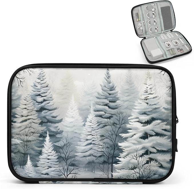 Winter Forest Electronics Travel Organizer Case, Tech Accessories Cable Storage Bag for Cords, Charger, Phone, Hard Drive