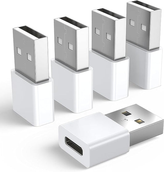 5Pack USB to USBC Adapter,usbc to USB Adapter for iPhone 16/15 Charger,iPhone 16/15/14/13/12 Pro Max Plus,iPad 9/10 Air 5 Mini 6,Car,Samsung S24 S23 S22 Plus Ultra etc.