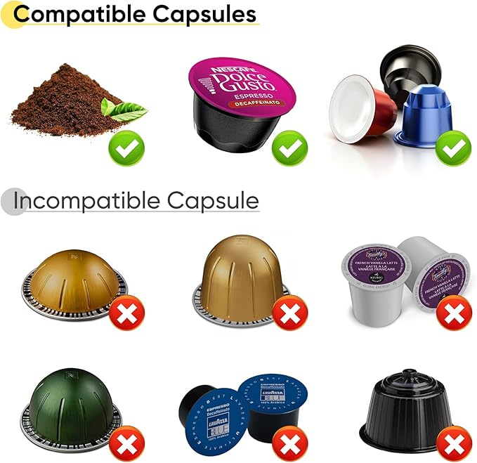 Portable Electric Espresso Machine, Car Self-Heating Coffee Maker with USB-DC, Travel Coffee Machine for Camping, Compatible With NS Capsules & Ground Coffee, Portable Coffee Maker for Hiking, RV,Home