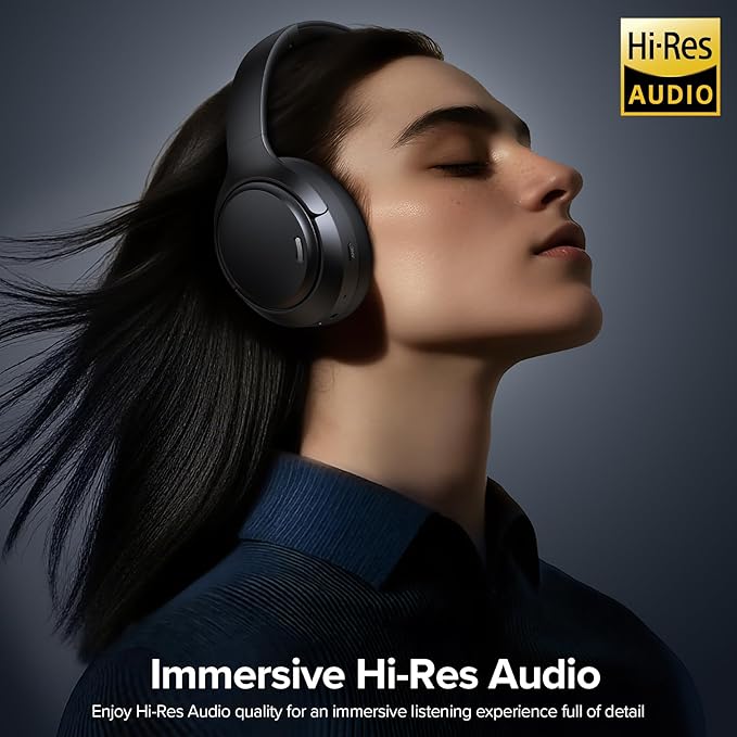 TAGRY Hybrid Active Noise Cancelling Headphones 120Hrs Playtime ENC Clear Call Mic Over Ear Wireless Bluetooth Headphones with Hi-Res Audio Comfort Earcups Low Latency ANC Headphone for Travel Game