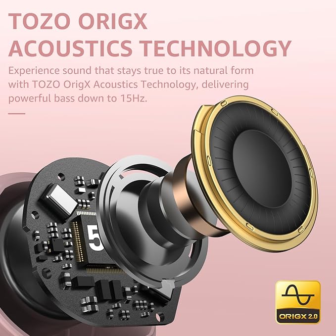 TOZO NC9 Hybrid Active Noise Cancelling Wireless Earbuds, 6 Mics ENC Clear Call, IPX8 Waterproof, in Ear Bluetooth 5.3 Headphones Stereo Bass Ear Buds 59H Playtime with LED Display 32 EQs via APP