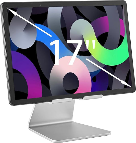 Heavy-Duty Tablet Stand for Desk, Portable Monitor Stand, iPad Stand, Especially Suitable for Large-Sized and Heavy Devices(7''-18''), with Superior Touch Stability.(Silver)