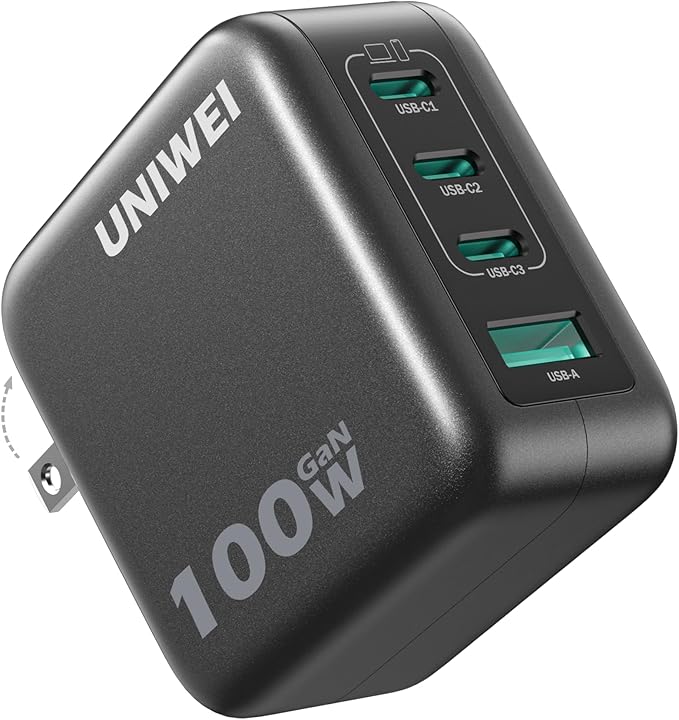 100W USB C Charger Block, 4-Port GaN and Ultra-Compact Wall Adapter, for MacBook, iPhone 17/16 Series, Samsung Galaxy, Pixel, and More
