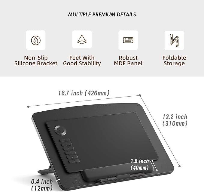 Extra Large Tablet Stand Adjustable Digital Drawing Tablet Holder Desktop Foldable Compatible with iPad,Fire HD,Galaxy Tab,Surface Pro,Graphics Tablet and More,Fit 7-23.8 inch