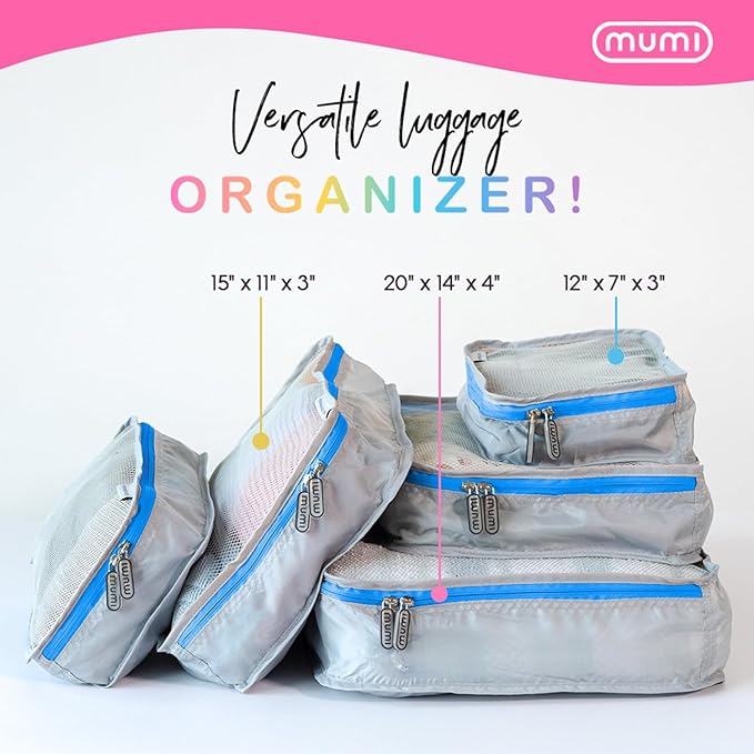 MUMI Packing Cubes – 5-Piece Compression Packing Cubes for Travel, Luggage Organizers for Suitcases, Carry-On Bags, Backpacks, and Duffel Bags – Space-Saving Travel Essentials - Yellow