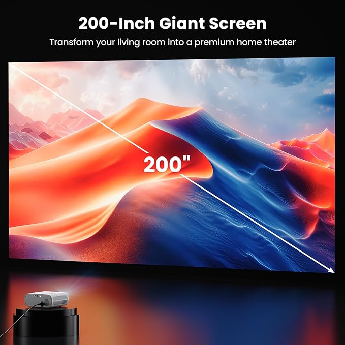 【Official Licensed Netflix】HOMPOW Smart Mini Projector with WiFi and Bluetooth, Native 1080P and 4K Supported Movie Projector, Electric Focus Portable Projector for Indoor & Outdoor Movies