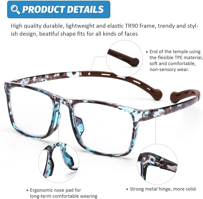 DOOViC 2 Pack Reading Glasses for Women Men TR90 Flexible Lightweight Anti Eyestrain Blue Light Blocking Computer Readers