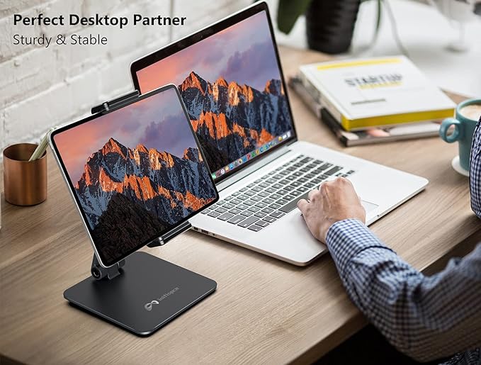 Surface Pro Stand - Heavy Duty Aluminum Alloy Tablet Stand for 4.7''-13'' Screens, iPad Pro 12.9/11, Samsung Galaxy Tabs and More (Dark Grey)