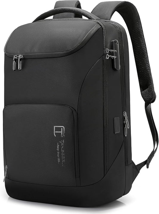 Anti Theft Business Backpack with TSA Lock, 30L Waterproof Laptop Backpacks with USB Charging Port Fits for 17.3 Inch Notebook for Men and Women, Black