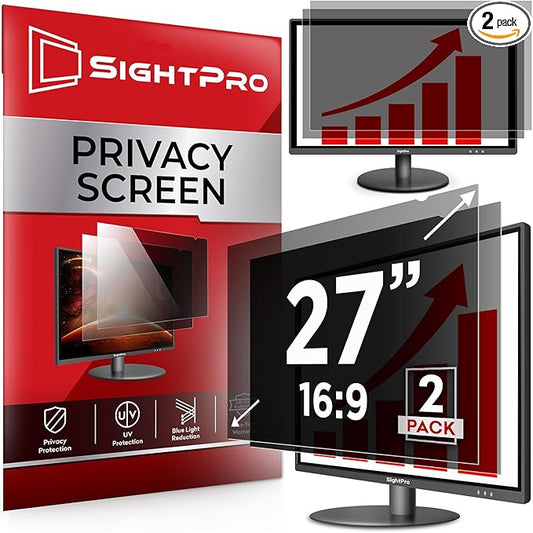 27 Inch 16:9 [2 Pack] Computer Privacy Screen Filter for Monitor - Privacy Shield and Anti-Glare Protector