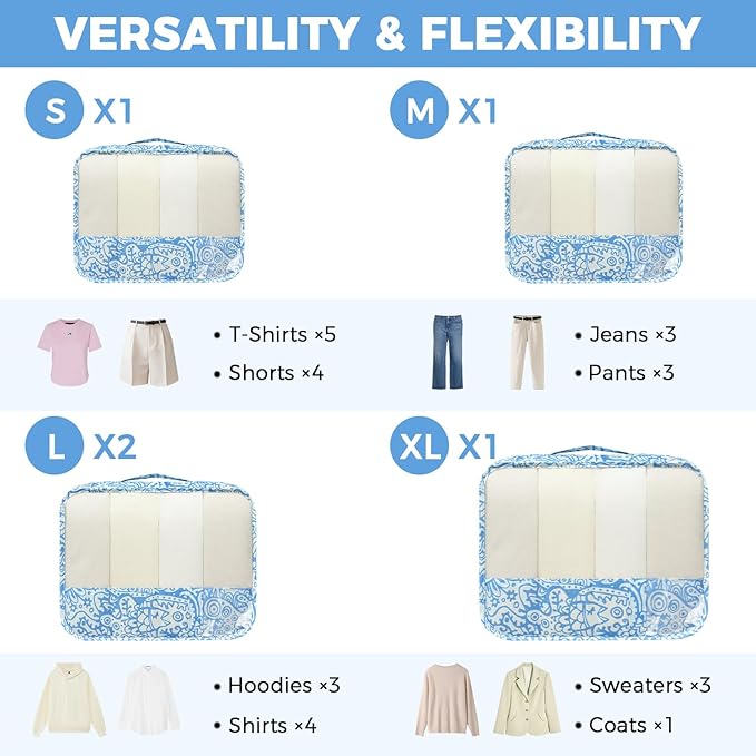 BAGAIL 9 Set Packing Cubes Luggage Packing Organizers for Travel Accessories