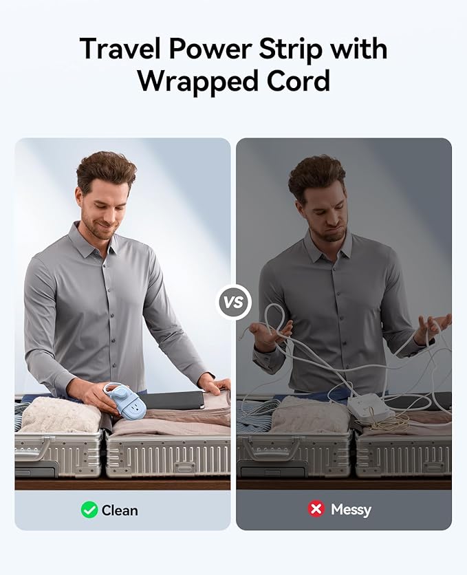 Travel Power Strip with USB C, ORICO 4 Outlets 3 USB Ports (1 USB C) with 4FT Wrapped Short Extension Cord Small Power Strip, Non Surge Protector for Travel, Cruise Ship-AP3