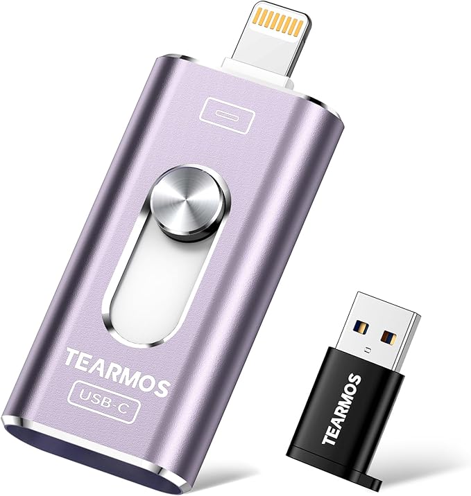 256GB Photo Stick for iPhone Flash Drive, Memory Stick Phone Storage for Photos and Videos Files Backup, Compatible with iPhone iPad Android PC, Plug & Play, No App Required (Purple)