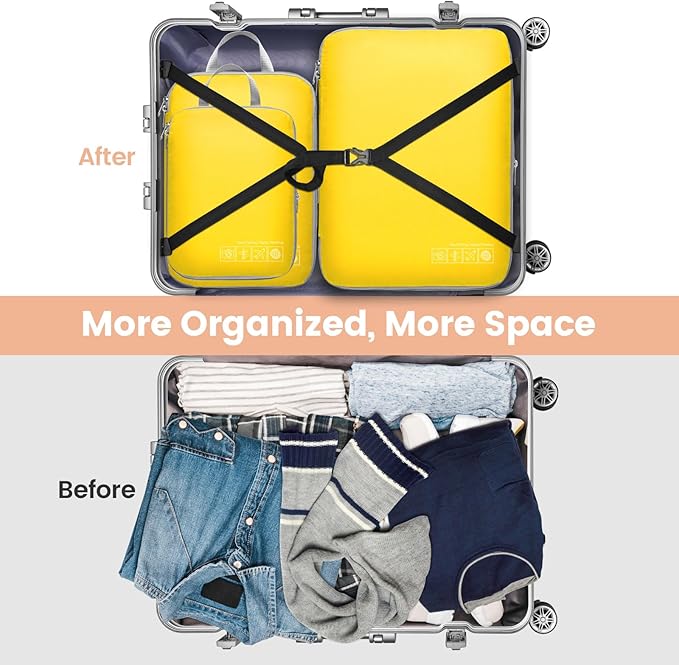 Cambond Compression Packing Cubes for Travel Women - Travel Bags Luggage Organizers Travel Essentials Compression Cubes for Travel Carry on Suitcases Organizer