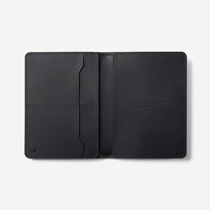 Ridge Passport Holder - Leather Travel Wallet, RFID Protection, Holds Passport, 6 Credit Cards, Folded Cash, And a Boarding Pass (Midnight Black)