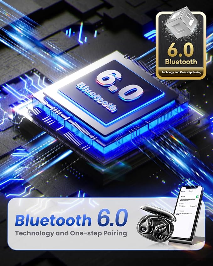 Open Ear Earbuds Bluetooth Headphones Wireless - 80Hrs Playtime Wireless Earbuds with IPX7 Waterproof Touch Control Earphones Sport with 18.2mm Drivers Stereo Sound Bluetooth 6.0 for Running Fitness