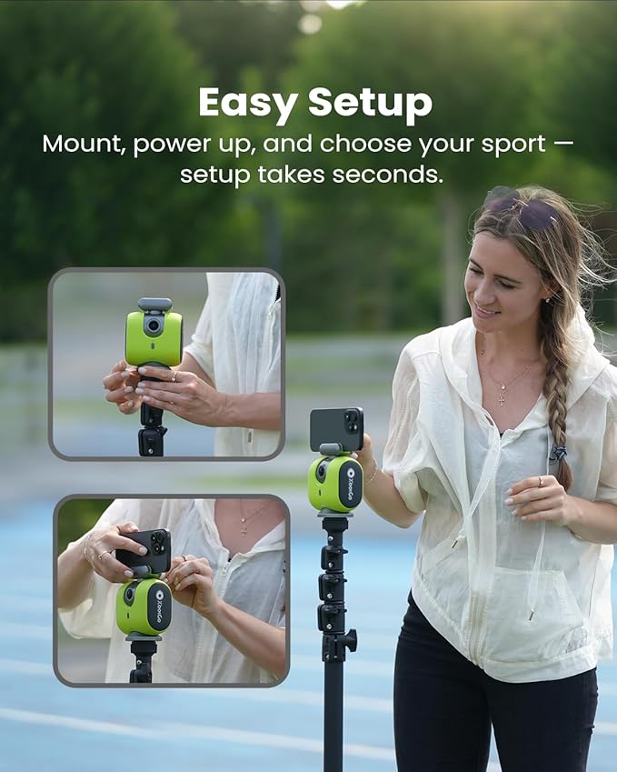 Chameleon AI Auto Sports Action Camera - 4K 60FPS Soccer Camera and Basketball Tracking Camera for Team Sports, Live Streaming, No Subscription, Works with iOS & Android (Lemon Green)