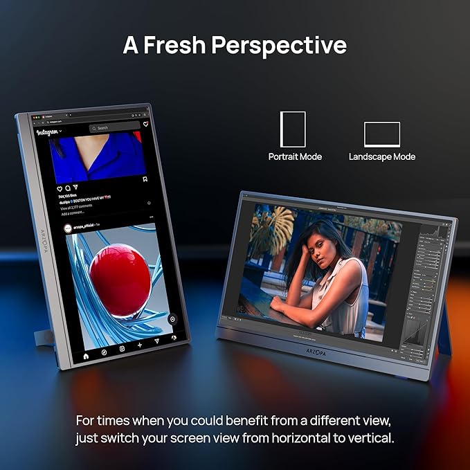 ARZOPA 17.3" Portable Monitor Gray, 1080P FHD 103% sRGB IPS Gaming Monitor Laptop Monitor with Built-in Kickstand HDMI USB C External Screen for PC Mac Phone Xbox PS5 - Z1C Plus