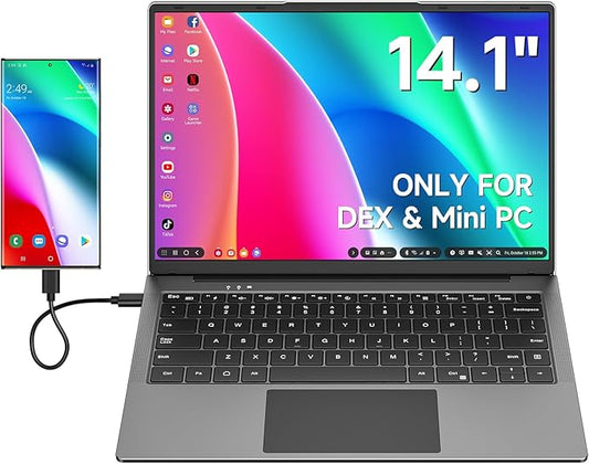 Portable Monitor with Keyboard, 14.1Inch Lapdock Monitor Built-in 5000mAh Battery, 1080P HDR IPS Portable Display for Laptop, Steam Deck, Nintendo Switch, Windows, Mac