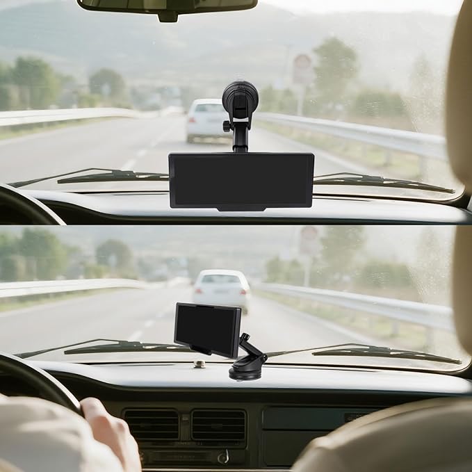 xik Universal CarPlay Screen Mount Pro - 2-in-1 CD Slot & Suction Cup Holder w/4-Button Anti-Shake Lock for CD Slot, Windshield & Dashboard, Fits 7" to 10.26" Car Monitors & GPS Displays