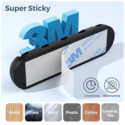 UNBREAKcable Cable Holder Clips, 5 Pack Cord Organizer for Desk, Silicone Adjustable Cord Clip, Adhesive Wire Management for Charging Cable USB Mouse Wire PC Car Office Home Nightstand Wall