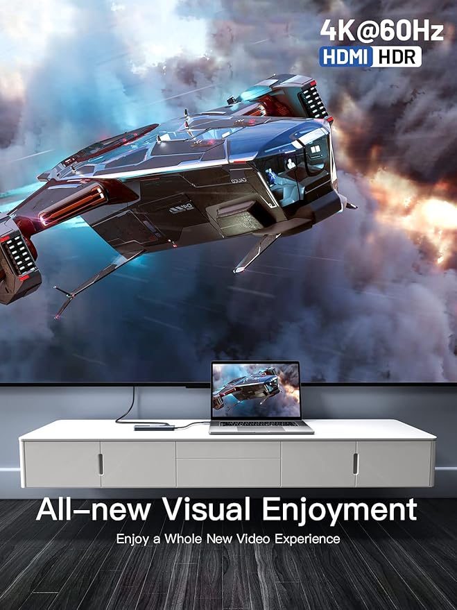 USB C Hub Multiport Adapter, DockteckExpand USB C Dongle 7 in 1 with 4K 60Hz HDMI Port, 1Gbps Ethernet, 100W PD, 2 USB 3.0 Ports, SD/TF Card Reader for MacBook iPad HP Dell XPS and More